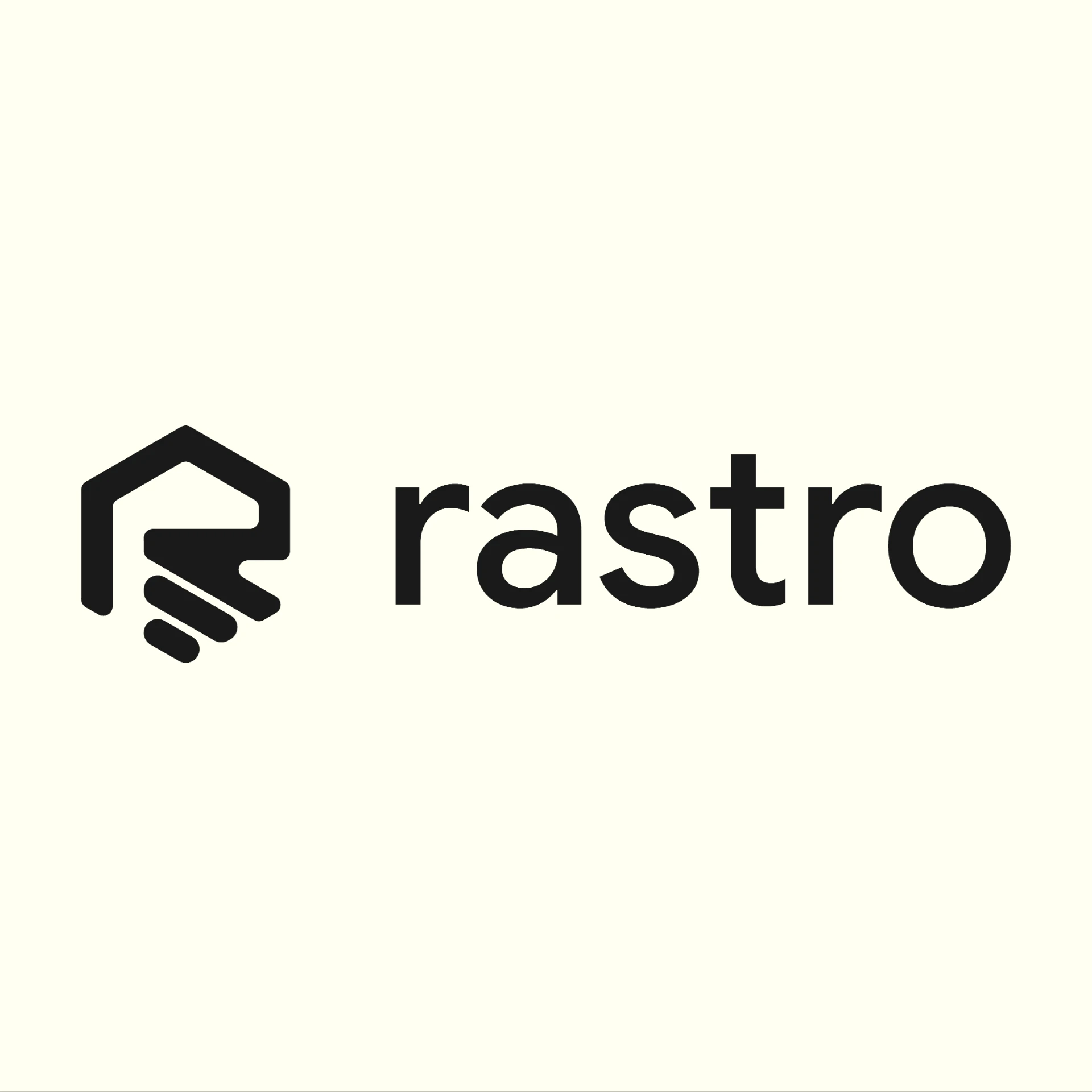 Rastros ordmärke i svart kulör på vit botten