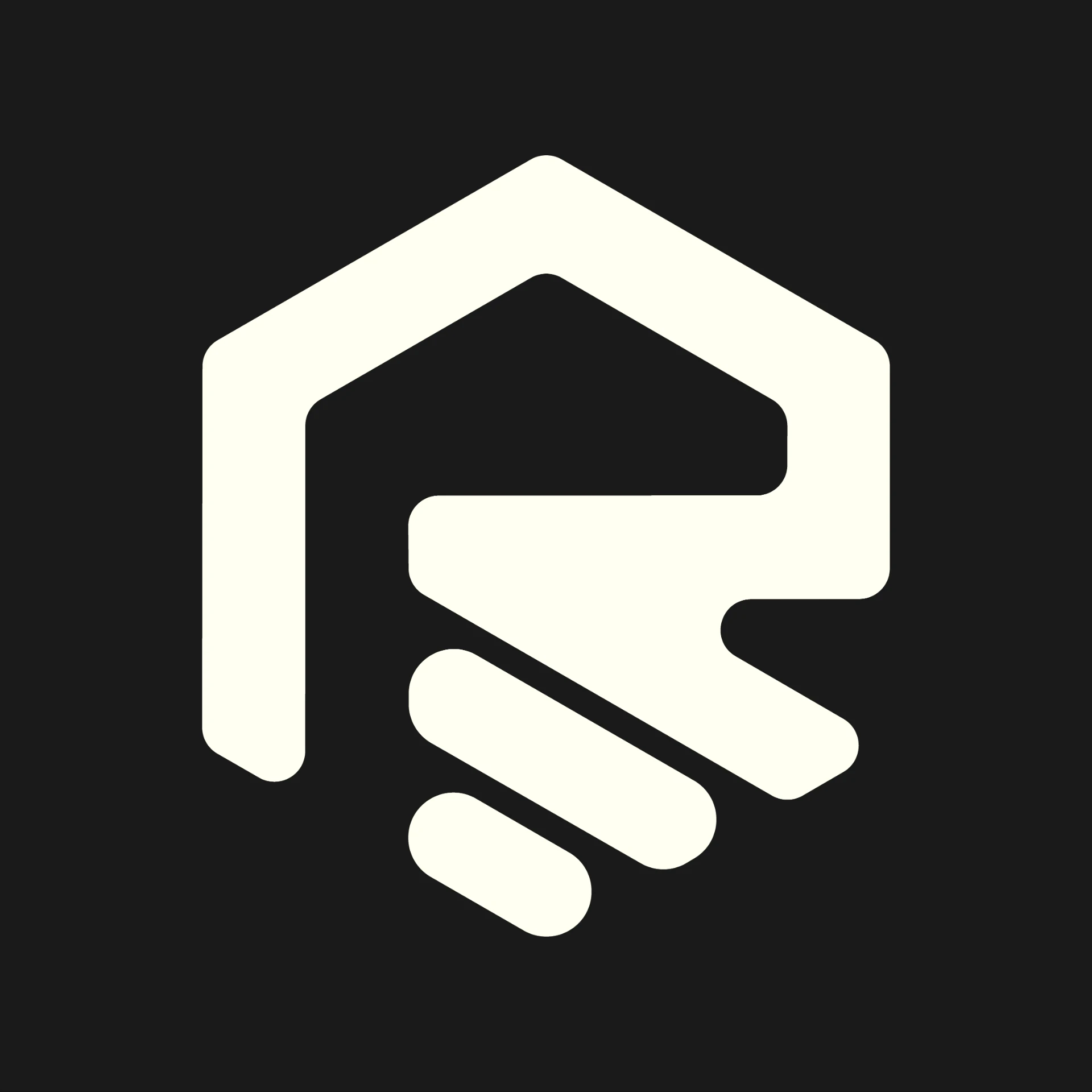 Rastros symbol i vit kulör på svart botten